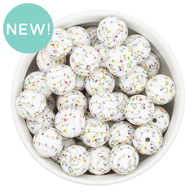 Christmas Light Printed Silicone Beads 15mm (Package of 10)