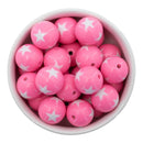 Neon Pink & White Star Beads 20mm (Package of 10)