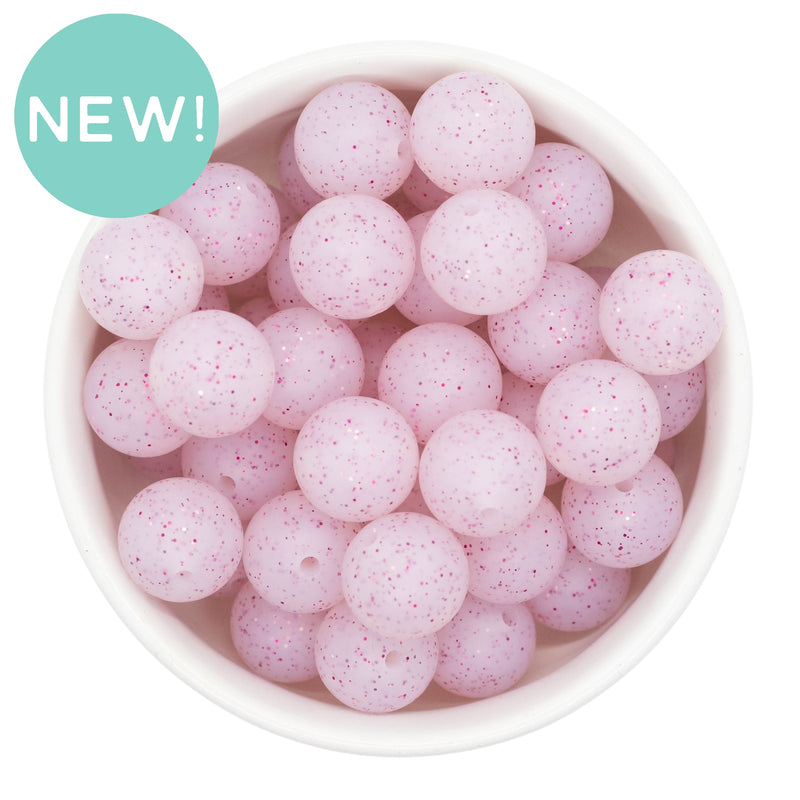 Pale Hot Pink Glitter Silicone Beads 15mm (Package of 10)