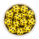 Yellow Paw Printed Beads 20mm