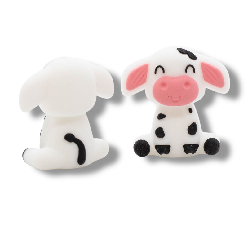 3-D Sitting Cow Silicone Focal Bead 29x28x14mm (Package of 2)