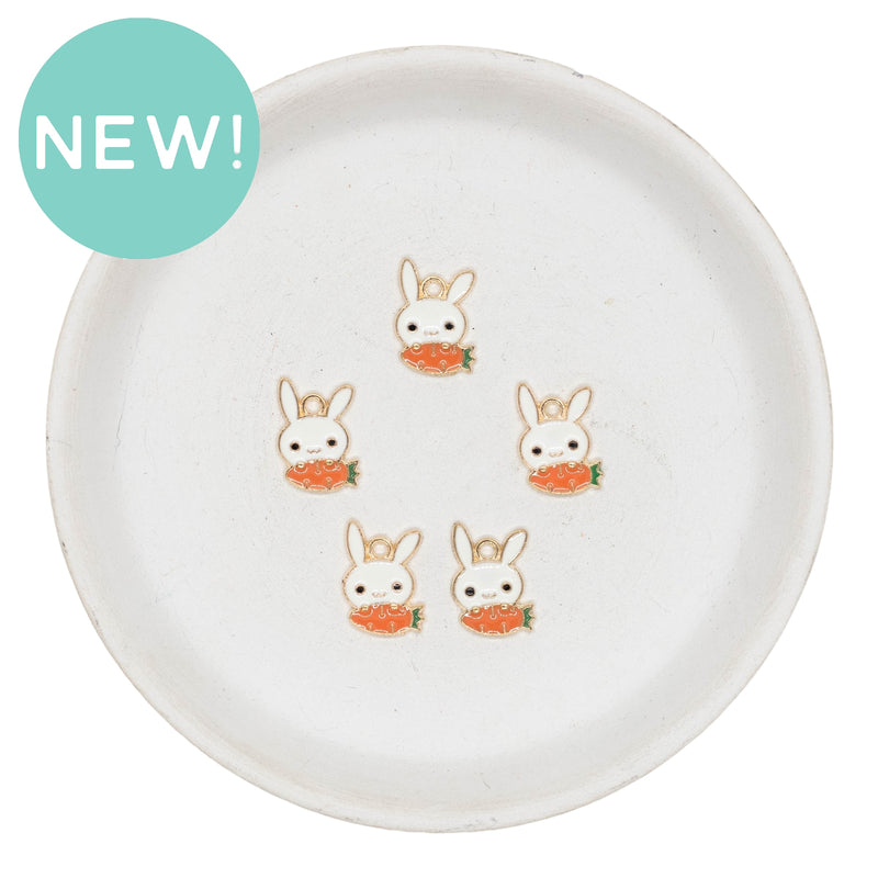 Bunny w/Carrot Enamel Charm 15x11mm (Package of 5)