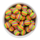 Brights Rainbow Stripe Printed Silicone Beads 15mm (Package of 10)
