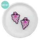 Bubblegum Blowing Check Ghost Silicone Focal Bead 26x36mm (Package of 2)