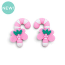 3-D Pink Candy Cane Silicone Focal Bead 32x25x11mm (Package of 2)