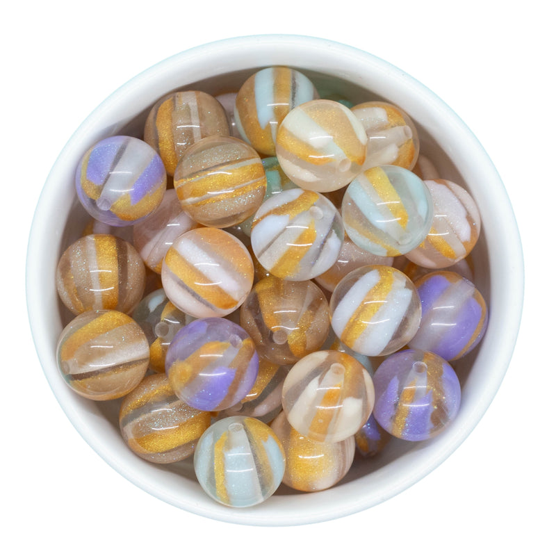 Pastel & Gold Glitz Vertical Stripe Variety Pack Beads 16mm (Package of 10)