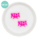 Neon Pink MAMA w/Bow Glitter Silicone Focal Bead 29x19mm (Package of 2)