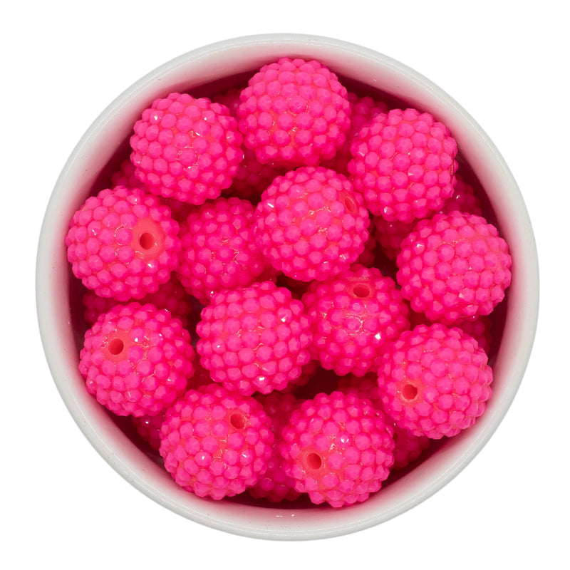 Neon Pink Opaque Rhinestone Beads 20mm (Package of 10)