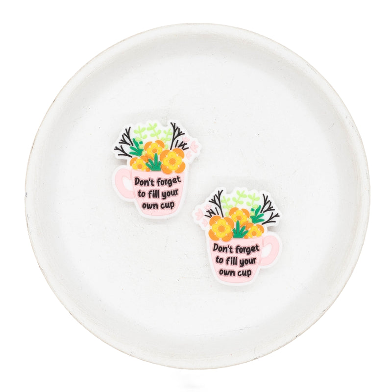 Don't Forget to Fill Your Cup Silicone Focal Bead 30x27mm (Package of 2)