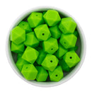 Lime Green Hexagon Silicone Beads 14.5mm - Flat Top (Package of 5)