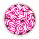 Hot Pink Swirl Printed Silicone Beads 15mm (Package of 10)