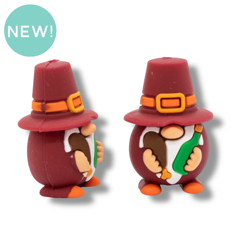 3-D Thanksgiving Gnome Silicone Focal Bead 33x21x19mm (Package of 2)