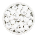White w/Silver Star Inlay Silicone Beads 15mm (Package of 10)