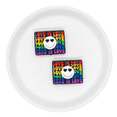 Love is Love Rainbow of Words Silicone Focal Bead 30x23mm (Package of 2)