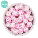 Pink Cross Printed Silicone Beads 15mm (Package of 10)