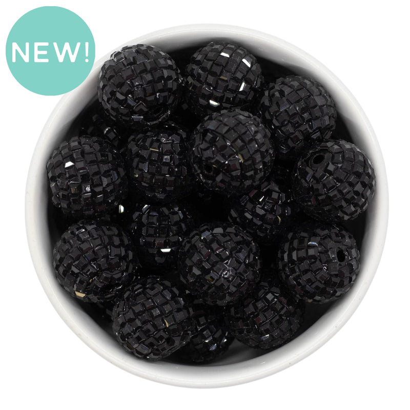 Black Mosaic Rhinestone Beads 20mm (Package of 10)