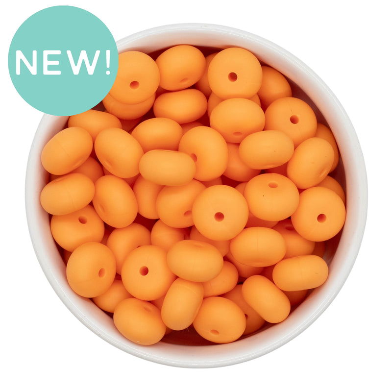 Tangerine Silicone Abacus Beads 8x14mm (Package of 10)