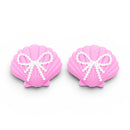 3-D Shell w/Pearl Bow Silicone Focal Bead 32x26x13mm (Package of 2)