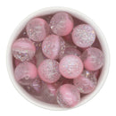 Light Pink & Clear Shimmer Duo w/Silver Foil Beads 20mm (Package of 10)