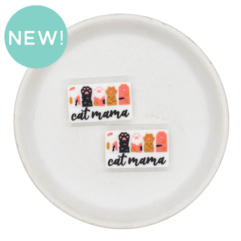 Cat Mama w/Raised Paws Silicone Focal Bead 18x31mm (Package of 2)