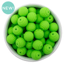 Bright Lime Solid Spiral 15mm Silicone Beads (Package of 10)