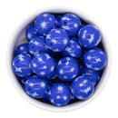 Royal Blue & White Firework Overlay Printed Beads 20mm (Package of 10)