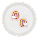 Teacher Rainbow Glitter Silicone Focal Bead 28x25mm (Package of 2)