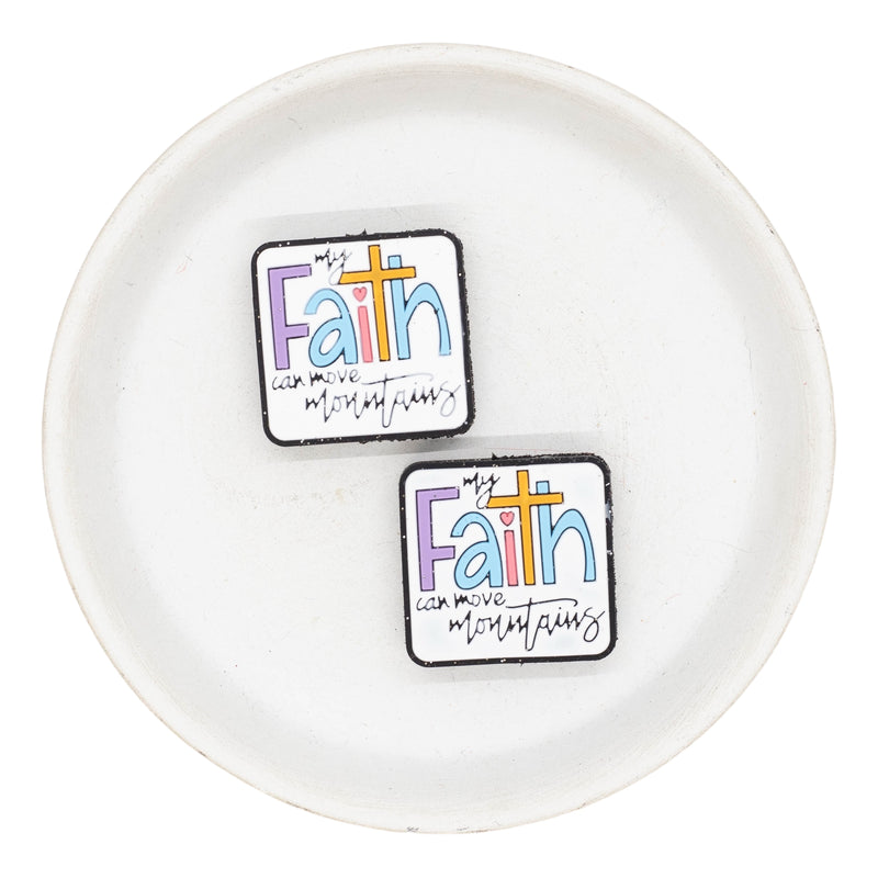 My Faith Can Move Mountains Silicone Focal Bead 27x28mm (Package of 2)