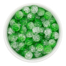 Green & Clear Duo Crackle Beads 12mm (Package of 20)