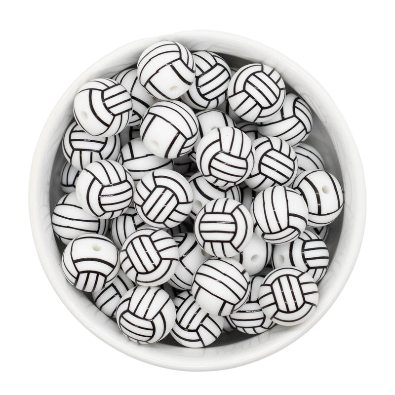 Volleyball Printed Silicone Beads 15mm (Package of 10)