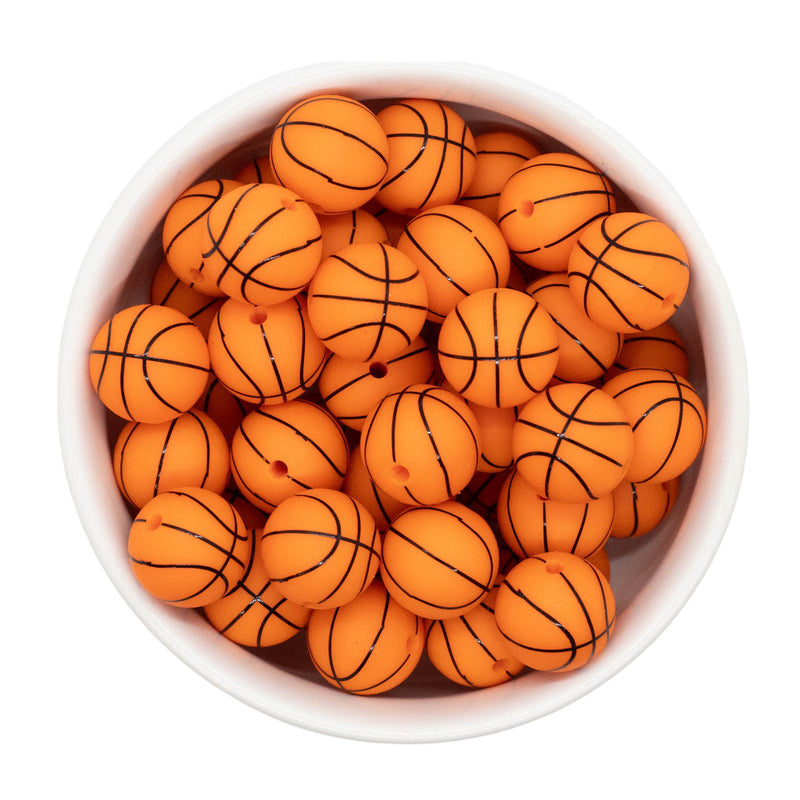 Basketball Printed Silicone Beads 15mm (Package of 10)