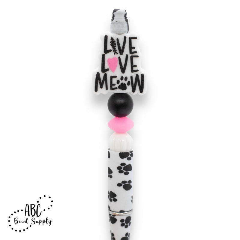 Live Love Meow Silicone Focal Bead 28x24mm (Package of 2)