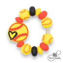 Softball Printed Silicone Beads 15mm (Package of 10)