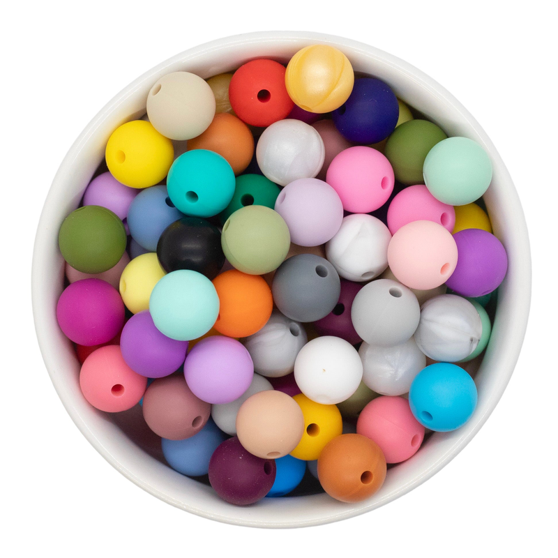 Silicone Round 12mm Bead Mix (Package of 100)