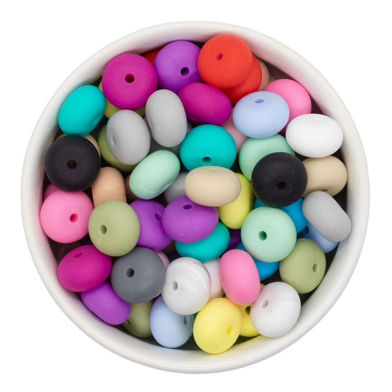 Silicone Abacus Bead Mix (8x14mm Beads) (Package of 40)