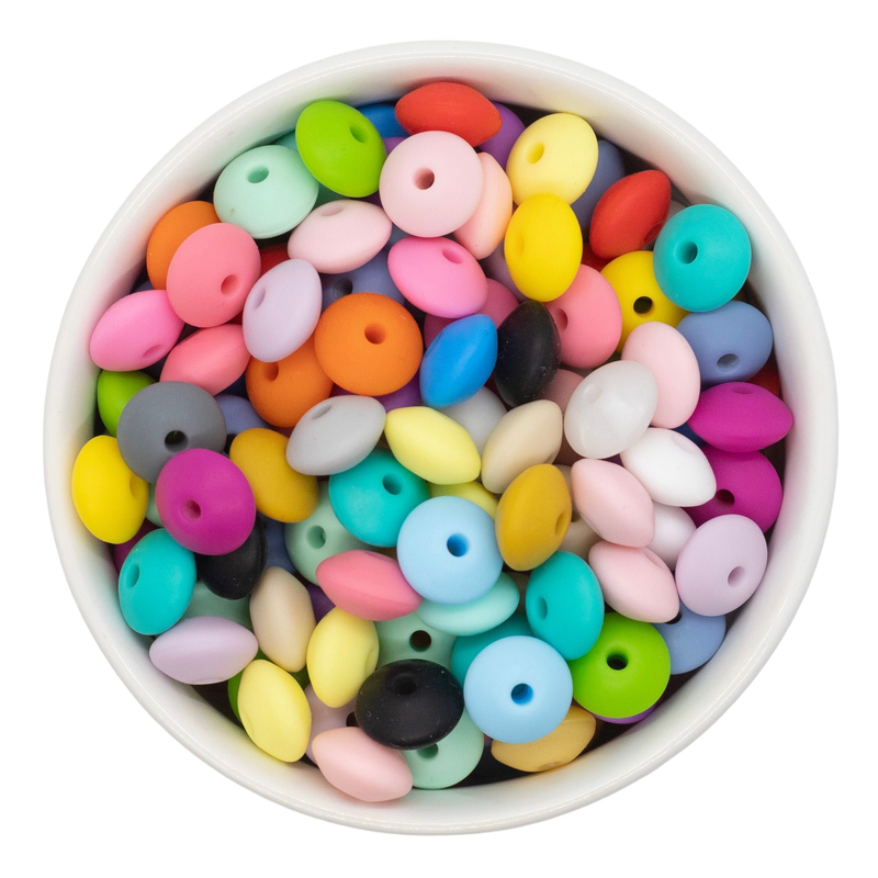 Silicone Lentil Bead Mix (7x12mm Beads) (Package of 100)