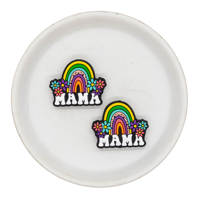 Mama Rainbow Silicone Focal Bead 28x34mm (Package of 2)
