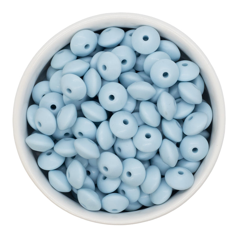 Pale Blue Silicone Lentil Beads 7x12mm (Package of 20)