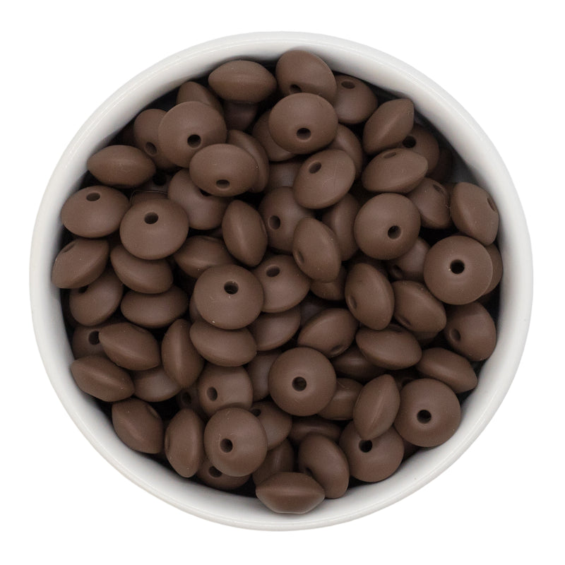 Brown Silicone Lentil Beads 7x12mm (Package of 20)