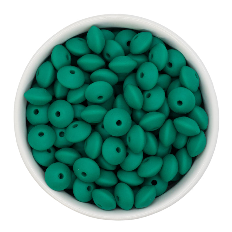 Hunter Green Silicone Lentil Beads 7x12mm (Package of 20)