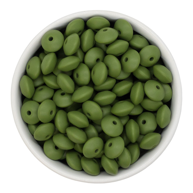 Army Green Silicone Lentil Beads 7x12mm (Package of 20)
