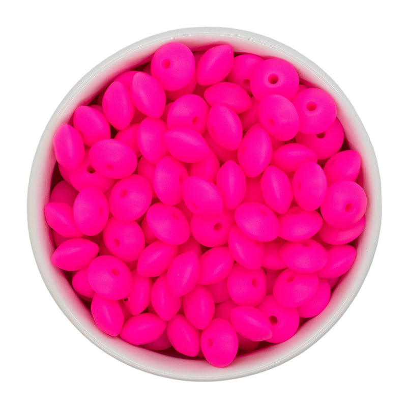 Neon Pink Silicone Lentil Beads 7x12mm (Package 20)