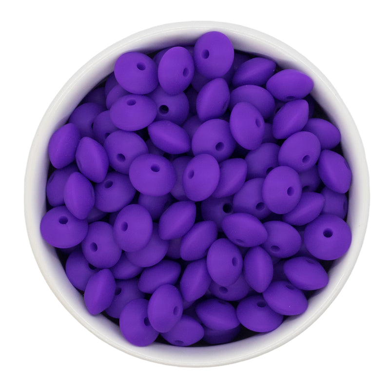 Violet Silicone Lentil Beads 7x12mm