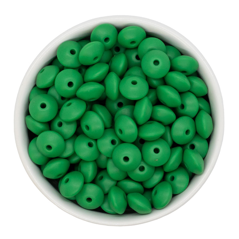 Kelly Green Silicone Lentil Beads 7x12mm (Package of 20)
