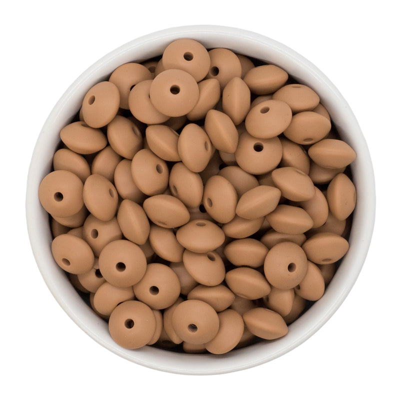 Latte Silicone Lentil Beads 7x12mm (Package of 20)
