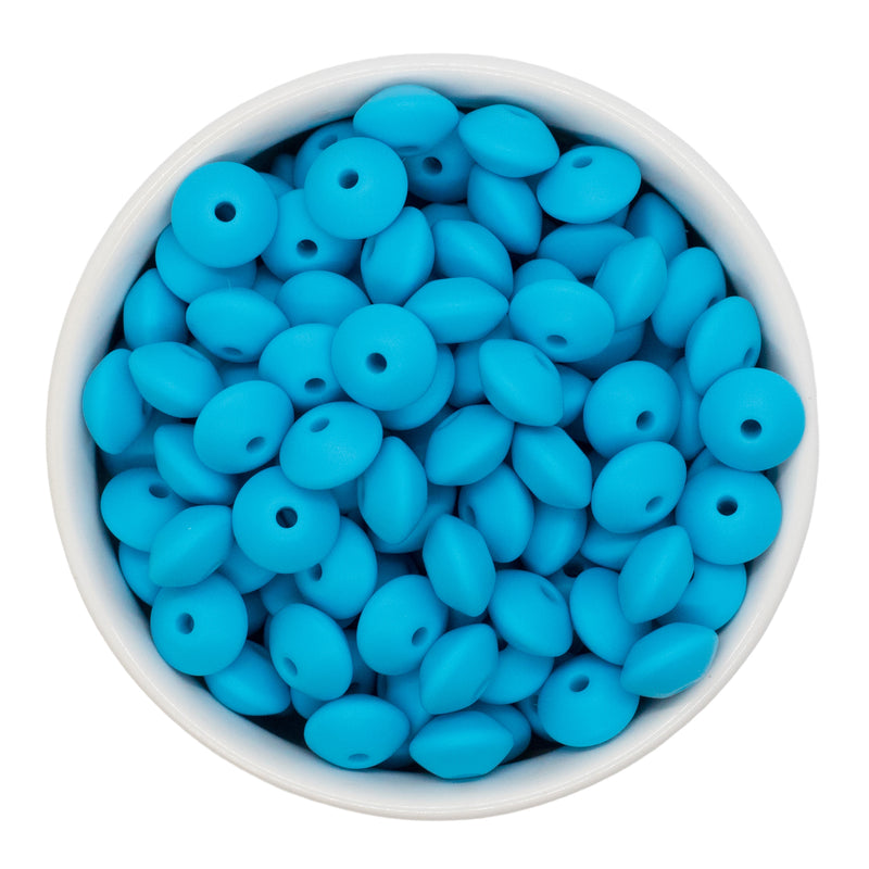 Olympic Blue Silicone Lentil Beads 7x12mm (Package of 20)