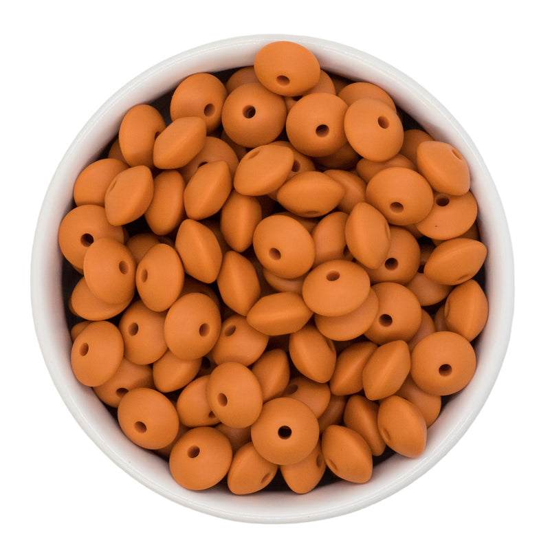 Burnt Orange Silicone Lentil Beads 7x12mm (Package of 20)