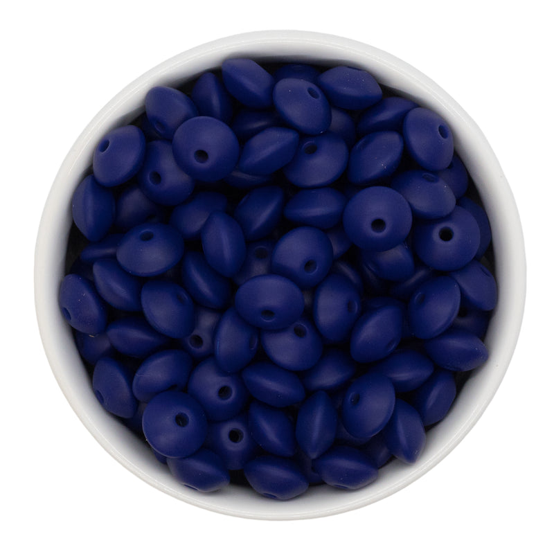 Indigo Silicone Lentil Beads 7x12mm