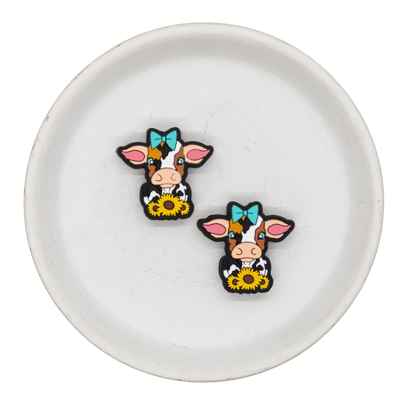 Cow w/Sunflowers Silicone Focal Bead 27x28mm (Package of 2)