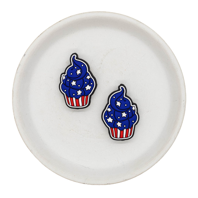 Stars & Stripes Cupcake Silicone Focal Bead 33x23mm (Package of 2)